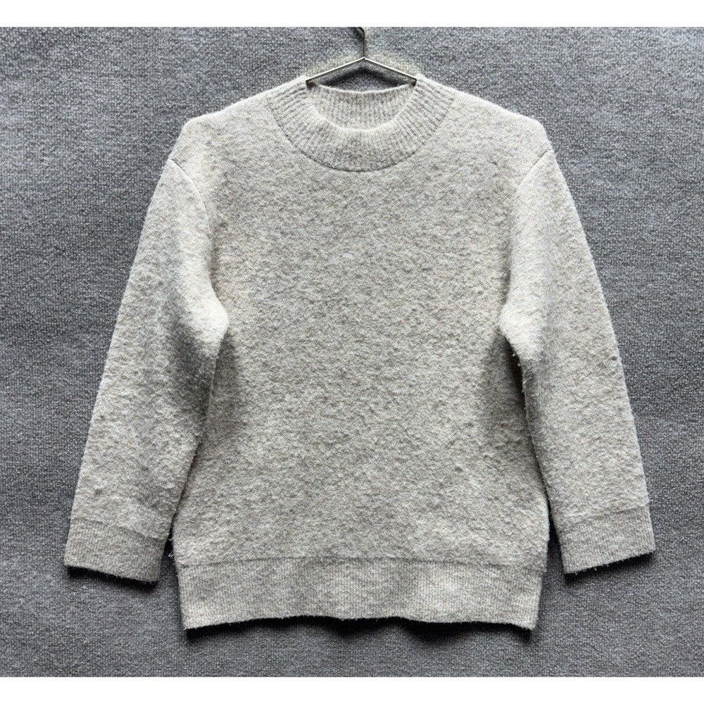 Vince Textured Soft Sculpted Crew Neck Sweater Womens Small Oversized Beige EUC